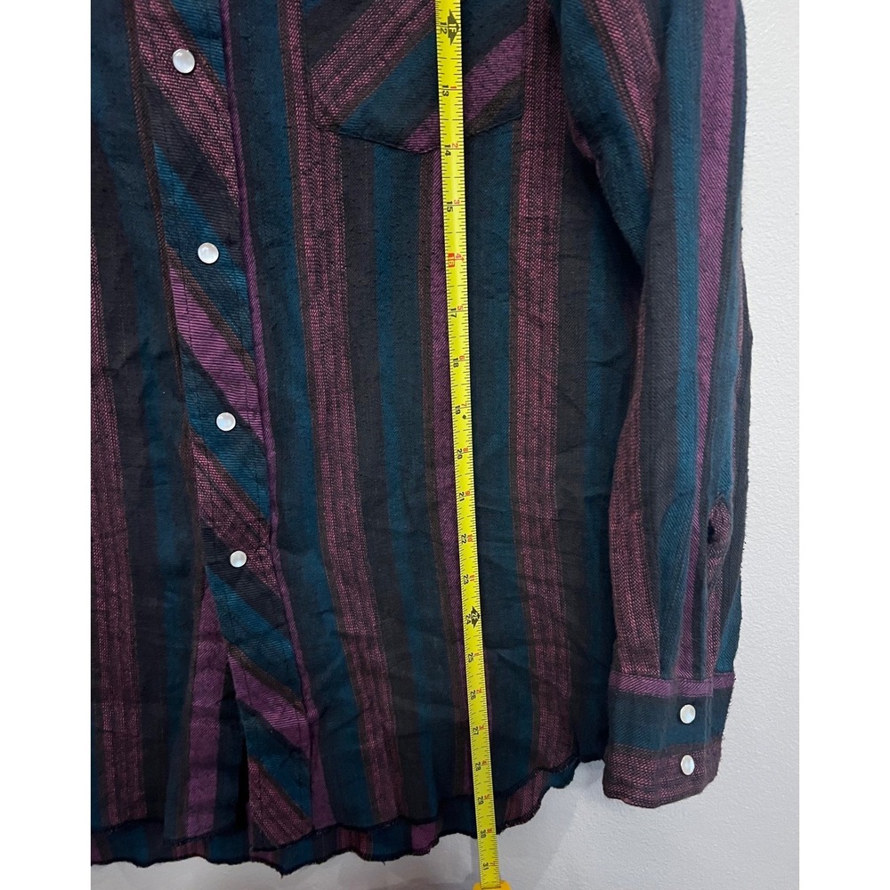 Wrangler Western Snap Shirt Womens Medium Purple Teal Striped Cotton 75093WM - Picture 6 of 8